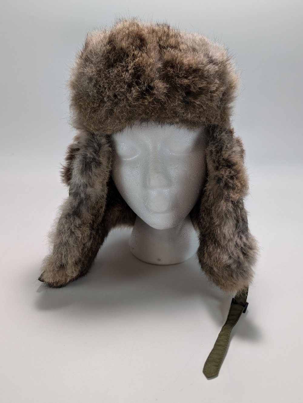 Rabbit Fur Trim Nylon Trapper Hat